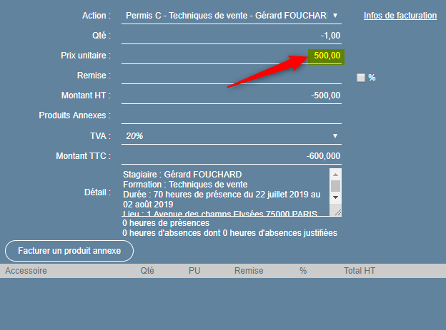 Avoir partiel procédure