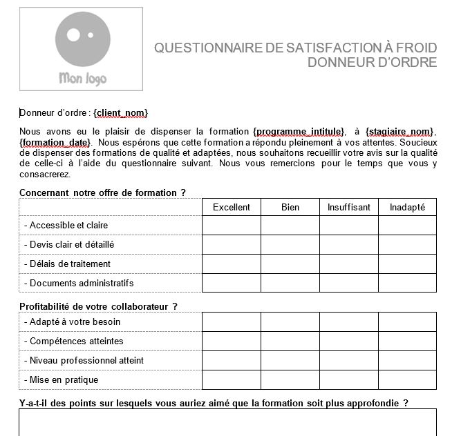 Questionnaire client